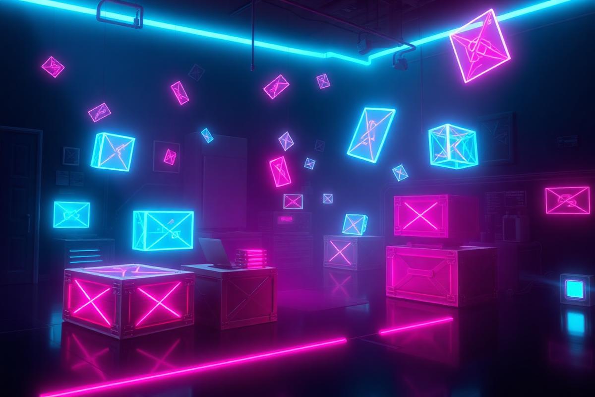 Abstract neon marketplace artwork